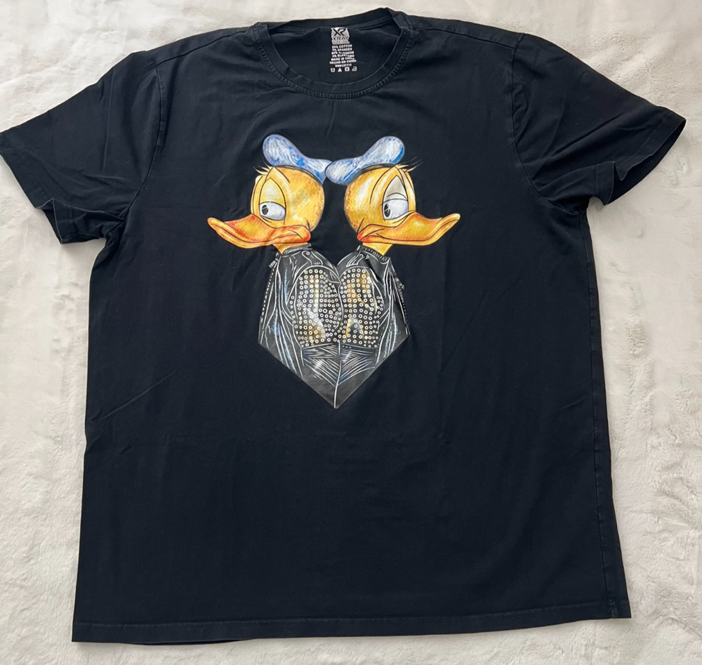 Xray Donald Duck Daisy Duck Graphic T Shirt Mens 3XL Artwork Black Tee Rare